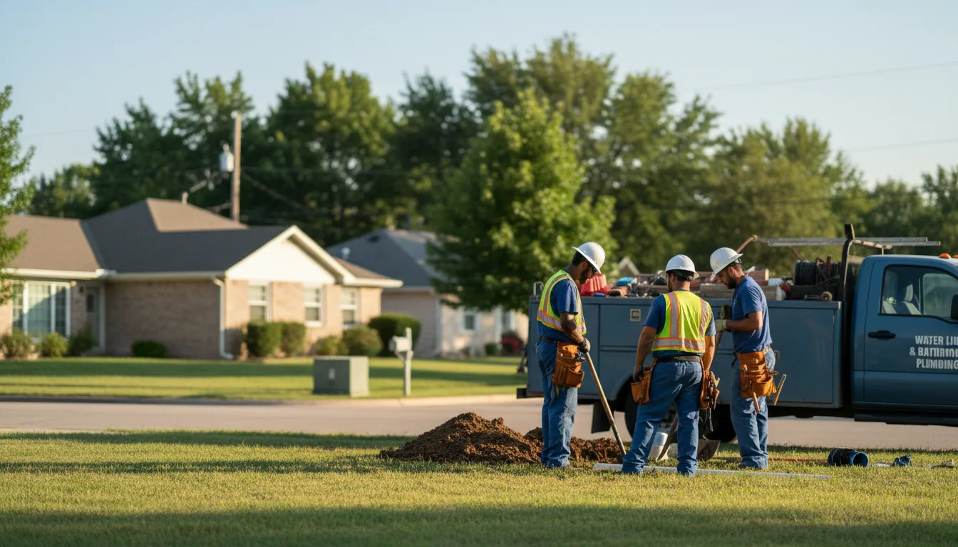 Residential water line and bathroom plumbing service in Grandview, IA